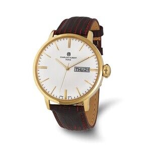 Kazi Luxury Mens Charles Hubert Stainless Steel White Dial Watch